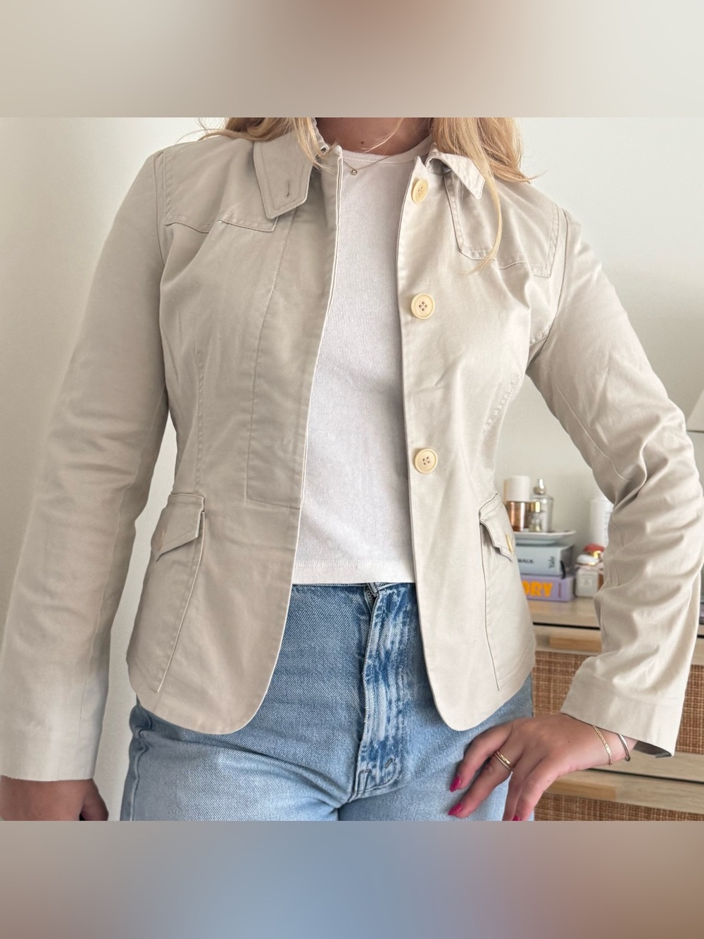 DKNY Women's Beige Utility Jacket